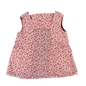 Vintage Calliope Philadelphia Red White Floral Sleeveless Pocket Top Sz 4 Kids